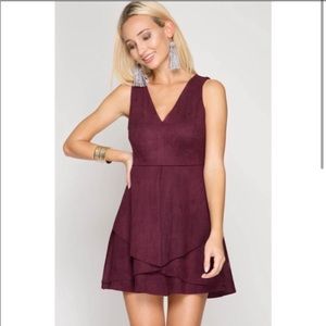 Plum Faux Suede Mini Dress